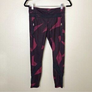 Lululemon All Sport Crop Leggings Back Spin Stroke Dashing Purple Black Size 6